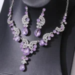 Silver White Diamond Light Purple Diamond Auricular Needle
